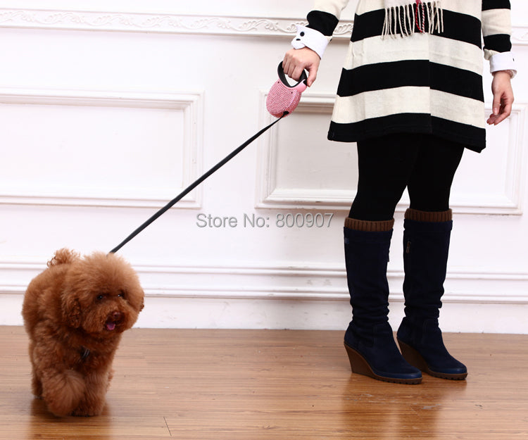Retractable Rhinestone Pet Leash