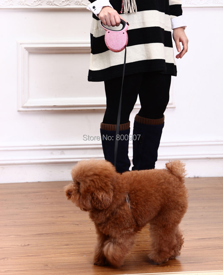 Retractable Rhinestone Pet Leash